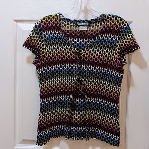 Vintage Buckle Nineties Funky Crocheted Multi-Color Top